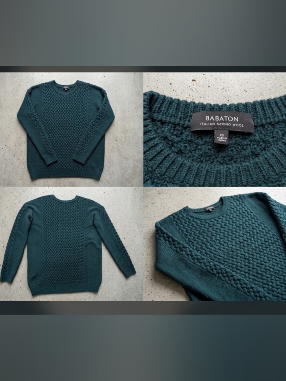 Aritzia Babaton Green Knit 100% Italian Merino Wool Sweater XS
